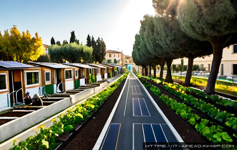 Home 15 지속 가능한 도시 공동체의 필요성 - Photorealistic wide-angle view of a sustainable Italian urban neighborhood, apartment residents of d...